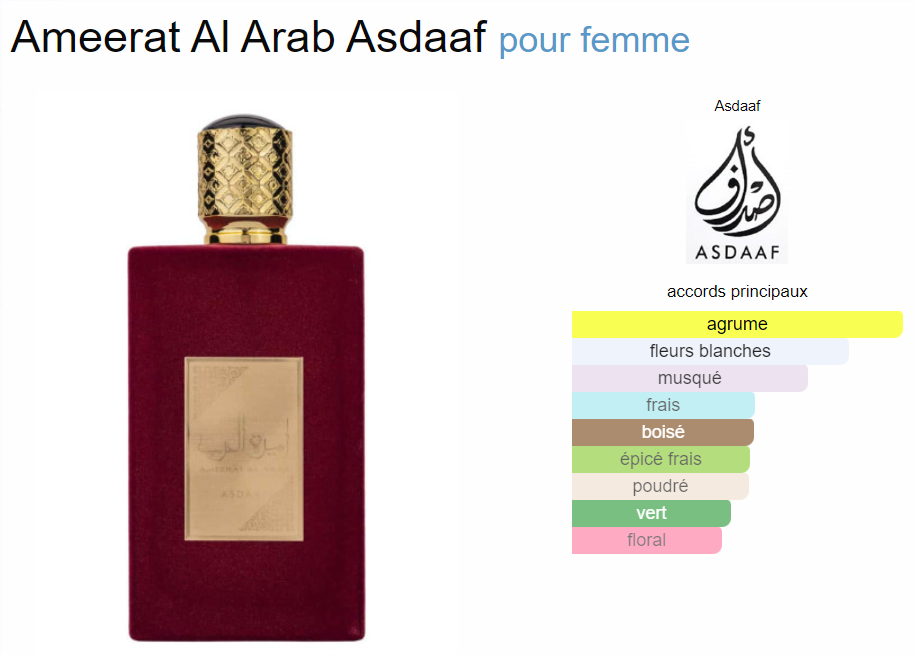 Ameerat Al Arab Asdaaf pour femme